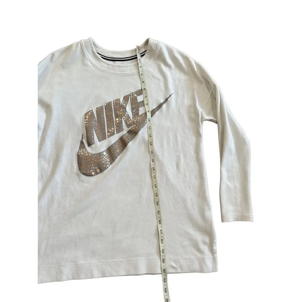 Nike Women's Rally‎ Metallic Fleece Crewneck Sweatshirt Ivory size M